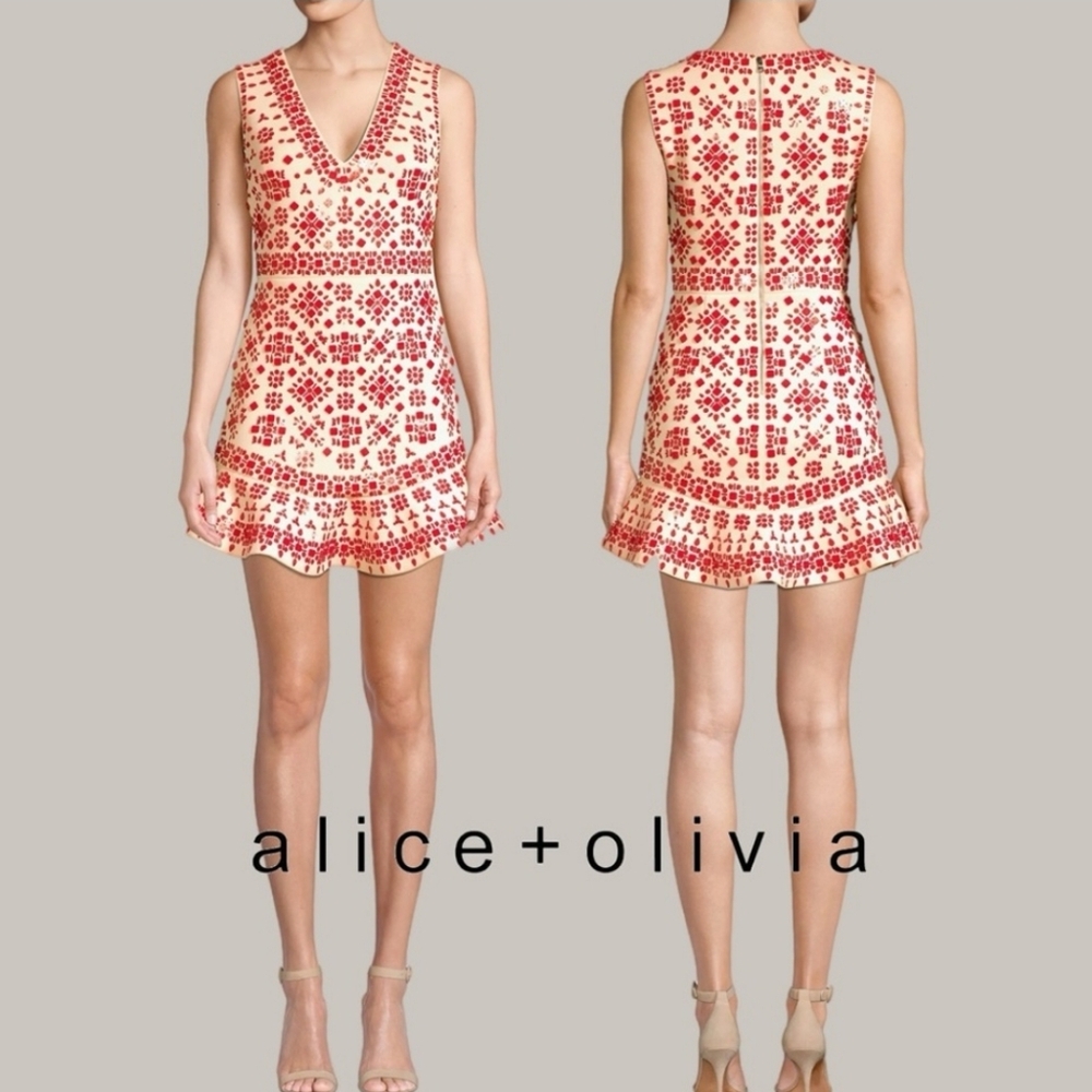 Alice + Olivia Dress Rapunzel Pink With Red Bead Size 6